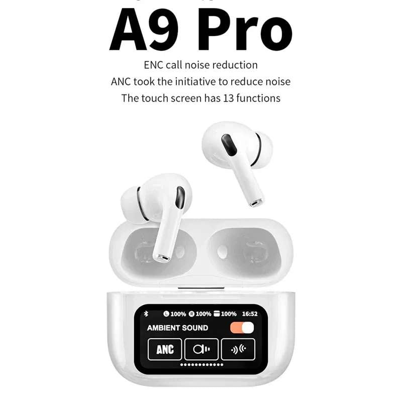 A9 Pro Wireless Earbuds — ANC, Touch Control, LED Display